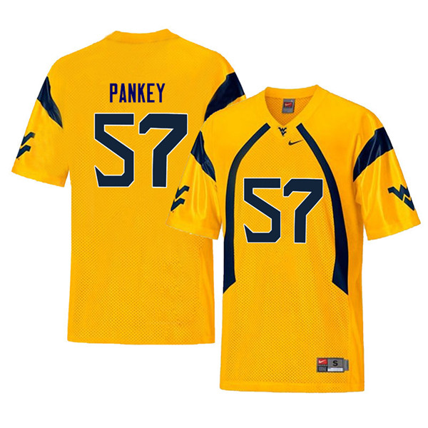 Men #57 Adam Pankey West Virginia Mountaineers Retro College Football Jerseys Sale-Yellow